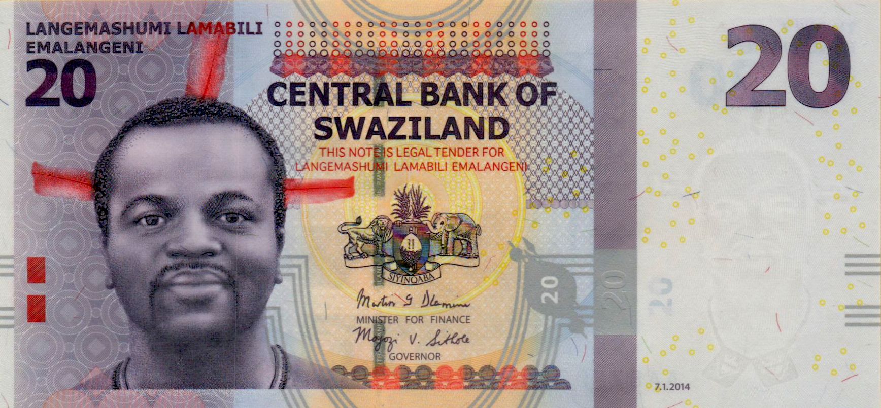 Swaziland 20 2014 UNC P-37/b